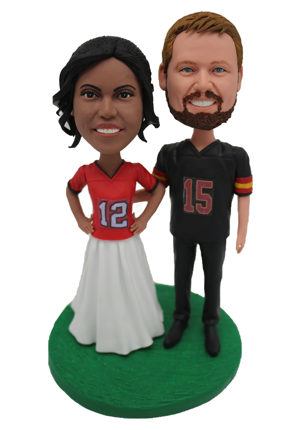 Football Couple Wedding Bobbleheads