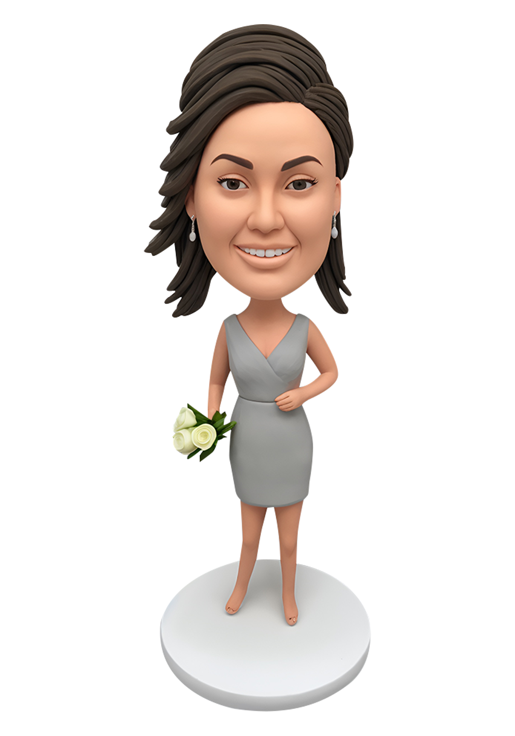 Grey Dress Bridesmaid Custom Bobblehead-1