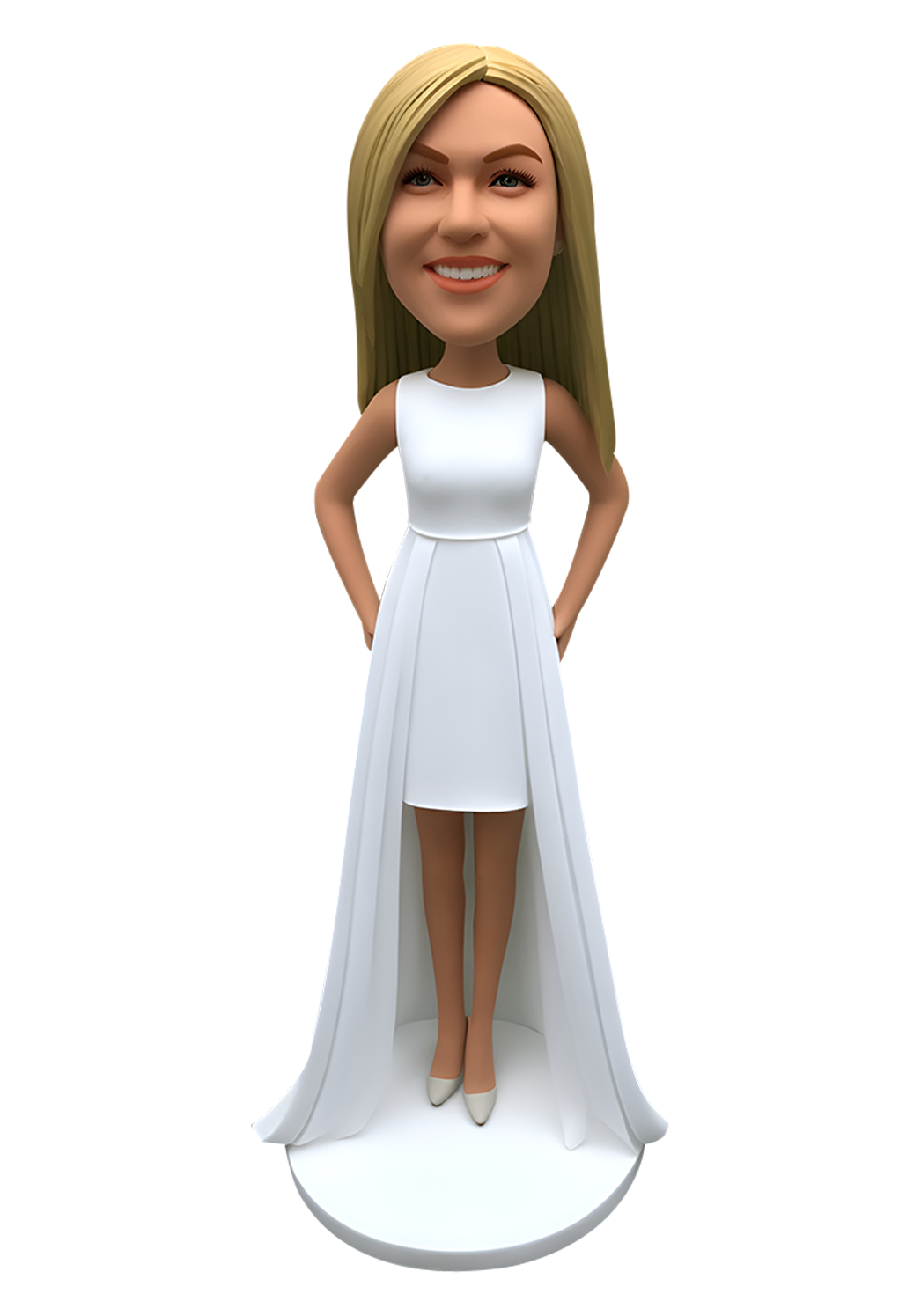 White Evening Dress Custom Bobblehead-4