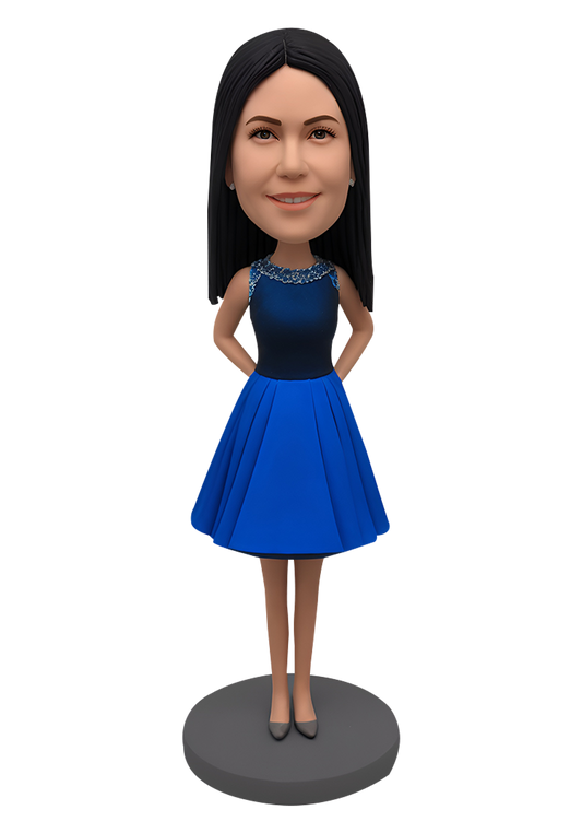 Blue Evening Dress Custom Bobblehead-5
