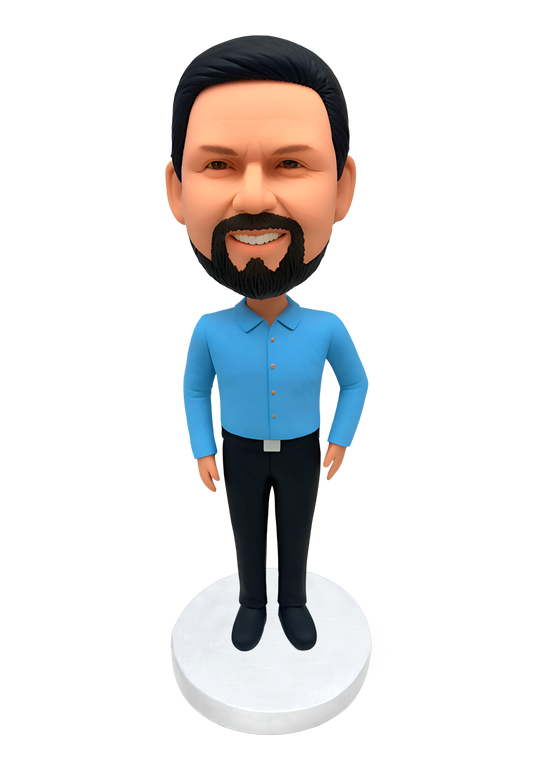 Blue Shirt Man Custom Bobblehead