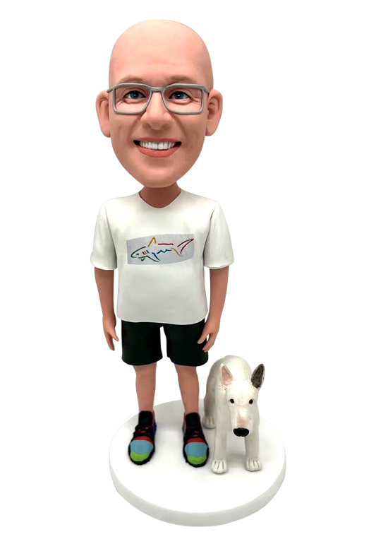 Cacual Man and Dog Custom Bobblehead