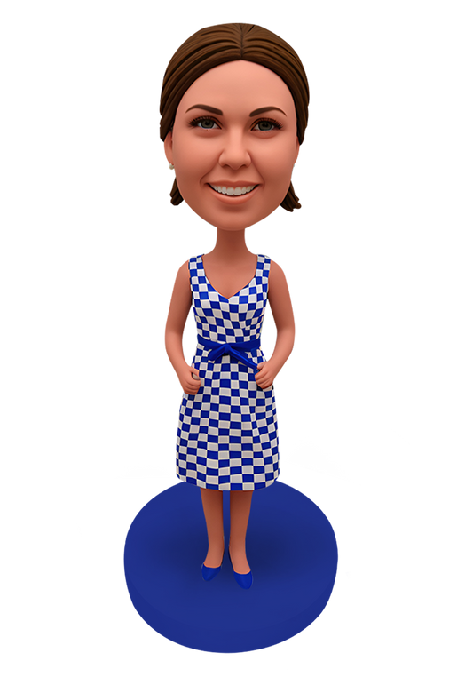 Checked Skirt Girl Custom Bobblehead