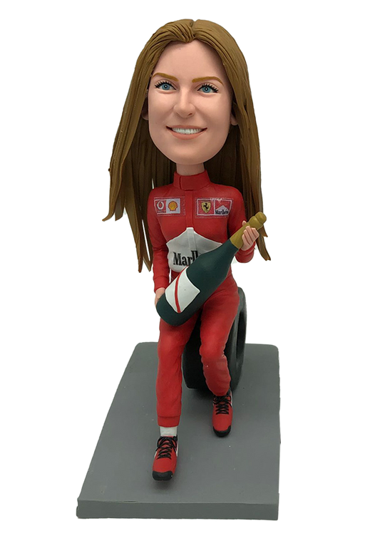 Female F1 Winner Custom Bobblehead.