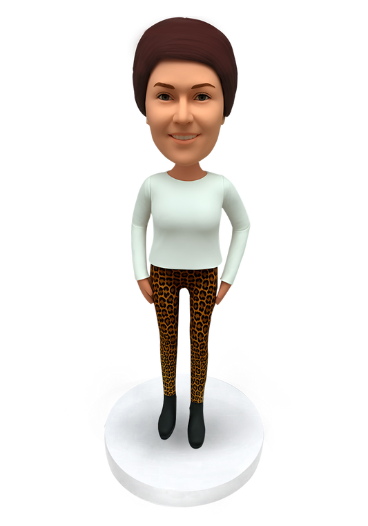 Female in Leopard Print Outfi Custom Bobblehead-2