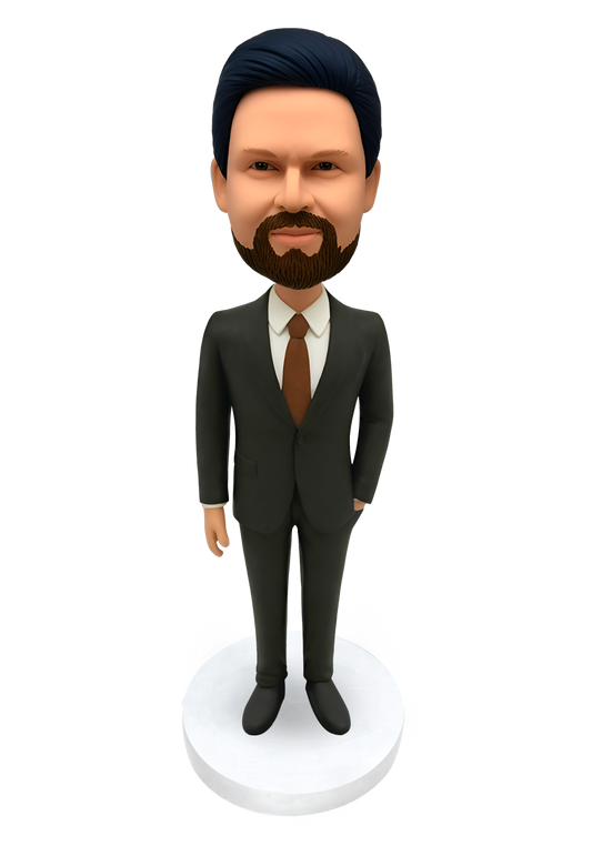 Man in Dark Brown Suit Custom Bobblehead