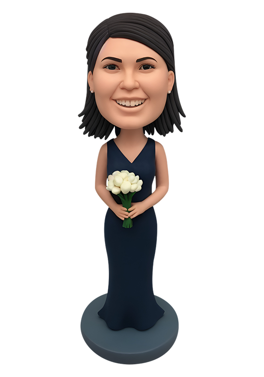 Navy Blue Bridesmaid Custom Bobblehead-1
