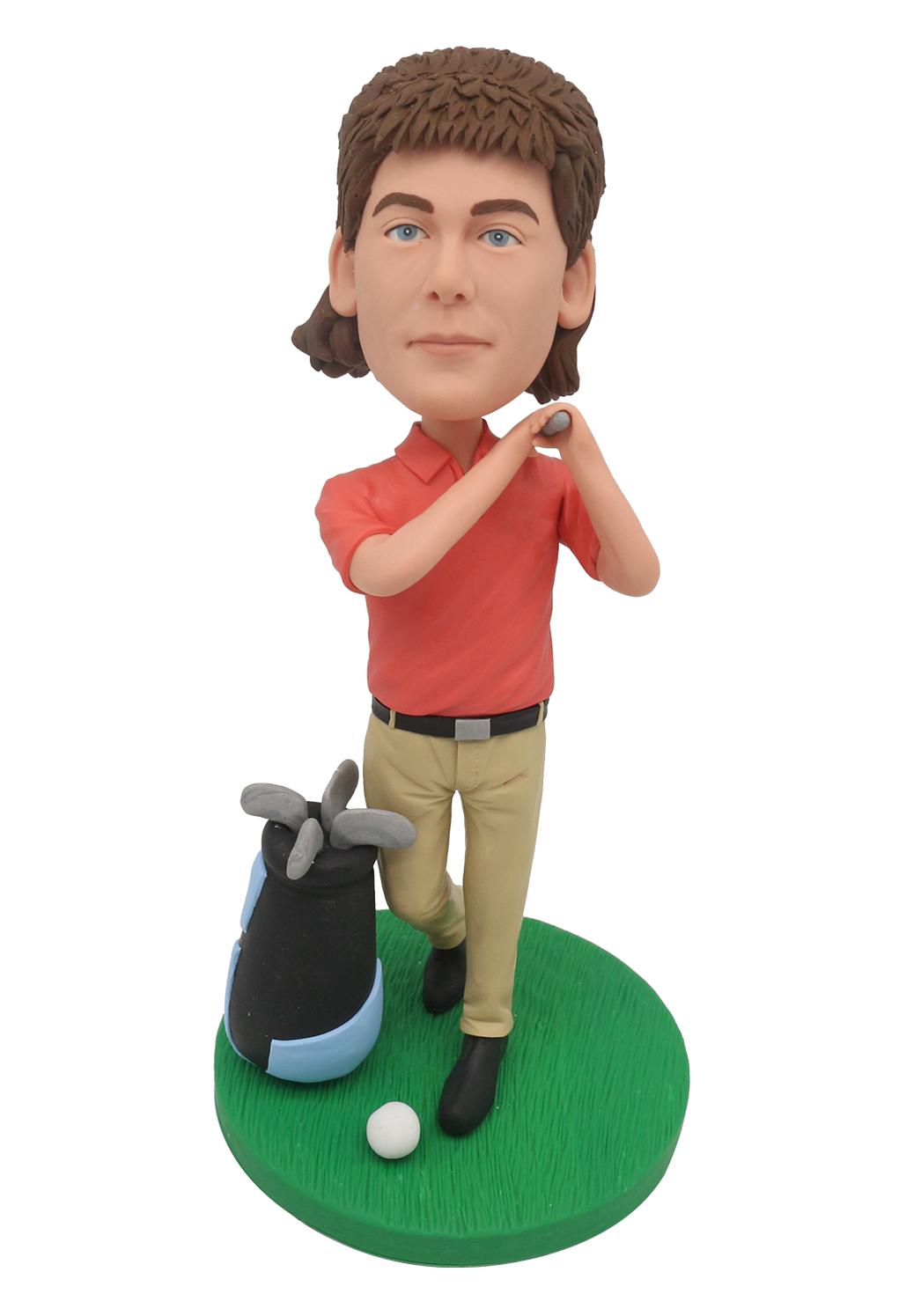 Orange Polo Golfer Custom Bobblehead