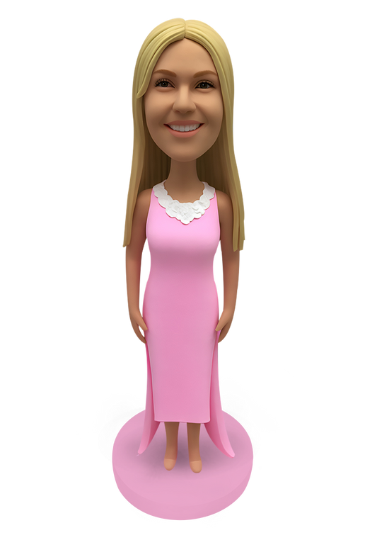 Pink Evening Dress Custom Bobblehead-4