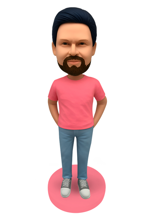 Pink Tee Man Custom Bobblehead