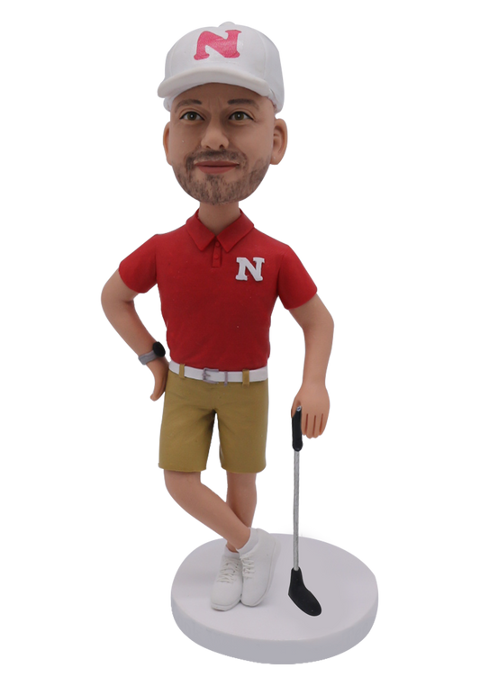 Red Polo Golfer Custom Bobblehead-1