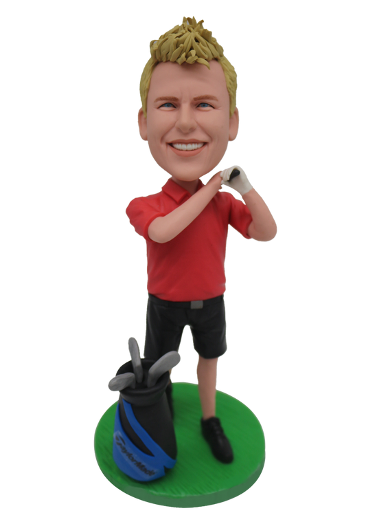 Red Polo Golfer Custom Bobblehead-2