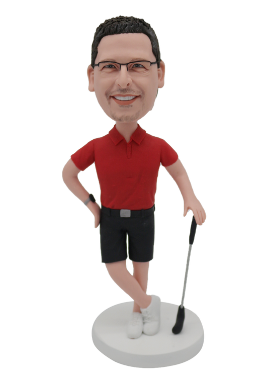 Red Polo Golfer Custom Bobblehead