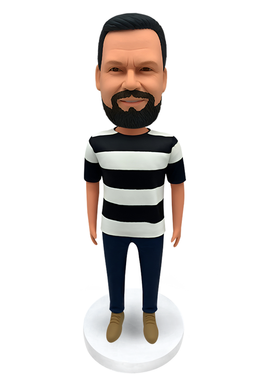Striped Shirt Man Custom Bobblehead-2