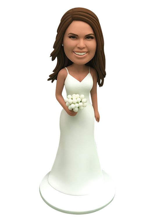 White Dress Bridesmaid Custom Bobblehead-1