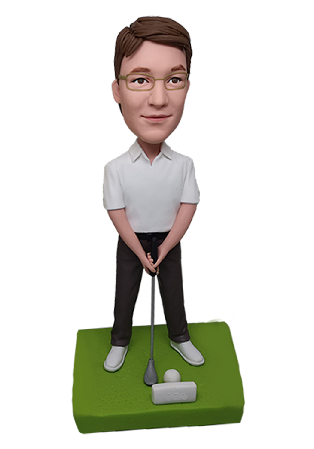 White Polo Golfer Custom Bobblehead